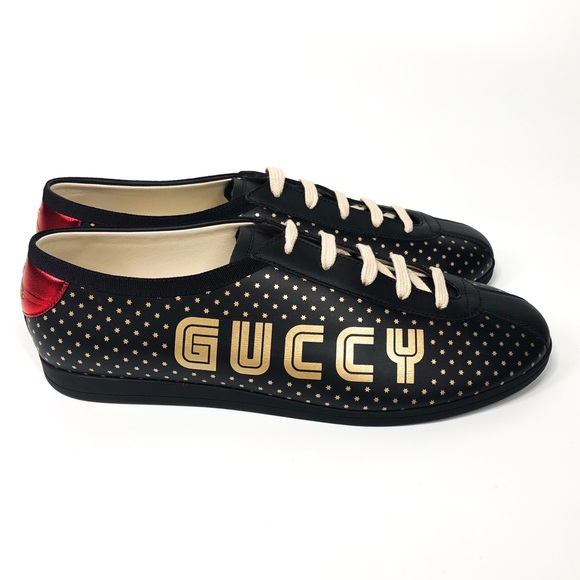 GUCCI Guccy Mens Black Falacer Sneaker Size 10 - Picture 4 of 8